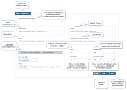 Search Options filters expanded. Set as many filters as needed to narrow down the list of records.