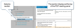 PDF bookmarks panel that shows the form pages and sections with the section "Walkabout Checklist" selected. On the reading panel, the selected section is at the top of the panel.