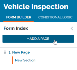 "Add a Page" on the Form Builder sidebar