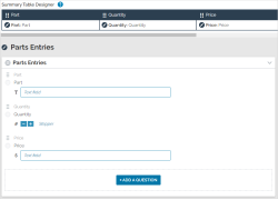 Repeatable Section summary table shows added questions