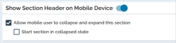 Select to show the Section Header on mobile.