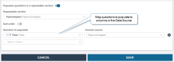 Questions selected to populate with data pushed from a Data Source.