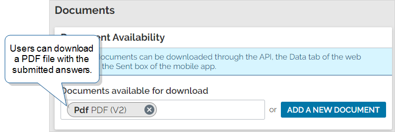 Users can download the document specified in the "Documents available for download" section to view the submitted answers.