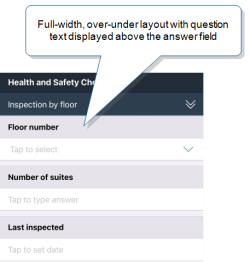 Template-based section titled "Health and Safety Checks" with the question text "Floor Number" displayed "over" (above) the answer field, which also displays full-width