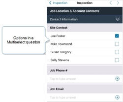 Multiselect list that shows four names with a square selector next to each name.