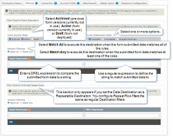 The Filtering tab enables you to set specific execution conditions for your Data Destination.