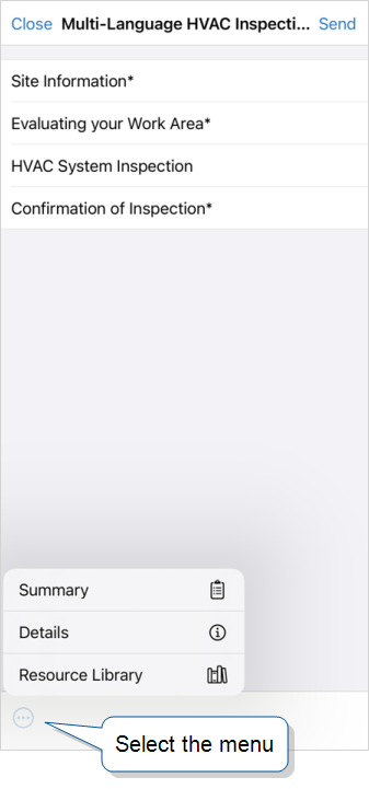 Form index page on the iOS app.