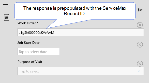 An app-to-app action opens a prepopulated form in the ProntoForms app.