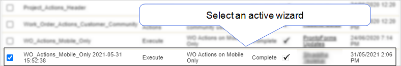 Shows how to select an active wizard.