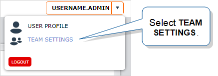 Select your username, and then select Team Settings
