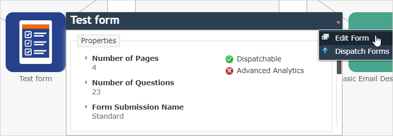 Hover window for a form in the Form Diagram