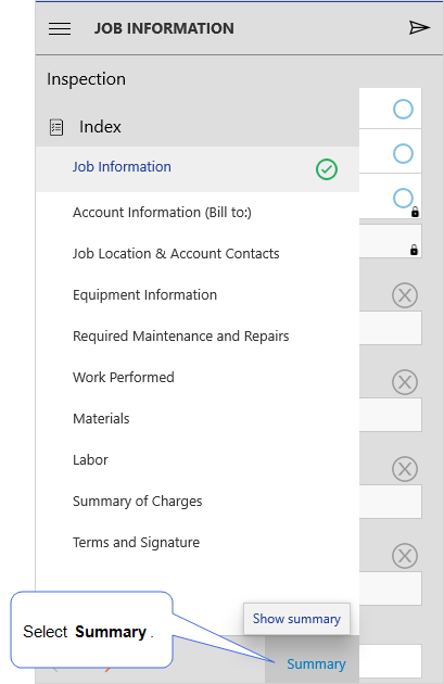 Index with the Summary link at the lower right