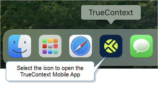 The TrueContext Mobile App icon in a MacOS menu.